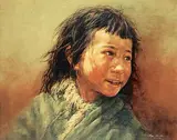 Donna Donghong Zhang, Untitled - Tibetan Boy, oil on canvas