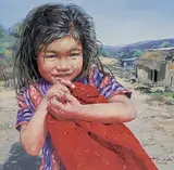 Donna Donghong Zhang, Untitled - Holding Her Blanket, oil on canvas