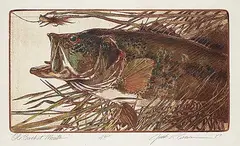 Jack Lee Cowin, Old Bucket Mouth #A.P., 1987, hand coloured etching on paper