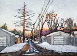 Kari Duke, Back Alley Series IX, oil on wood board