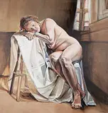 Barb Goodman, T.A. at the Bowman #1, oil on canvas