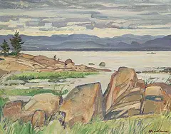 Robert Stewart Hyndman, Untitled - Gone Fishing, oil on canvas board