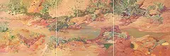 Untitled - Stream Bed [Triptych] by Diana Johnston, acrylic on wood board, sold Apr 2023