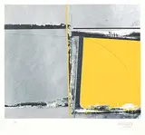 Niels Christian Knudsen, Untitled - Silver and Yellow Abstract #2/60, 1980, colour silkscreen on paper