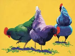 Julia Lucich, Untitled - A Chick Party, acrylic on canvas