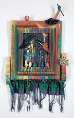 Colleen Philippi, The Open Eye Theatre, mixed media on wood board