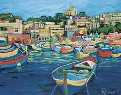 Christine Reimer, Fishing Village - Provence, acrylic on canvas