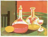 Decanters #16/50 by John Harold Thomas Snow, colour lithograph on paper, sold Apr 2023