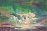 Tristan Tondino, Sky in Greens, 2010, oil on wood panel