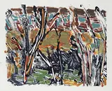 David T. Alexander, Down From the Top, 1984, monoprint on paper