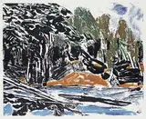 David T. Alexander, Untitled - Leaning In, 1984, monoprint on paper