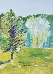 Barbara Ballachey, Meadow Above Sheep River, 1983, oil on canvas