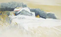 Richard Billmeier, Untitled - Snowed in Barn, acrylic on paper