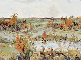 Hendrik Bres, Autumn West of Edmonton, 1980, acrylic on wood board