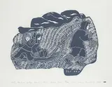 Thomassee Echalook, Man and Woman Pulling Kimatik with Grandfather Riding #12/40, 1974, stonecut on paper