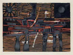 John Kenneth Esler, Dark Nights and Sunny Days No. 3 #10/12, 1965, colour wood block on paper