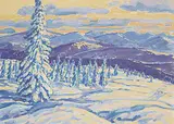 William Duma, Winter Vista, oil on canvas board