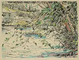 Edward William Godwin, Elk River #47/50 [Unique], hand coloured lithograph on paper