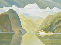 Ronald Threlkeld Jackson, Autumn Glow North B.C. Coast, Nr. Naas, oil on canvas board