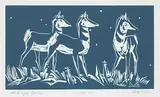 Antelope Does #38/100 by Illingworth Kerr, lino block on paper, sold Mar 2023