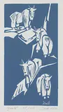 Goats #25/100 by Illingworth Kerr, lino block on paper, sold Mar 2023