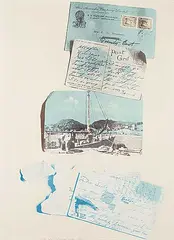 Frank Lapointe, Newfoundland Postcard Series: 'Long Enough Among the Rocks' #7/28, 1976, colour lithograph on paper