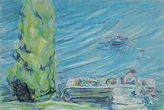 Freda Pemberton Smith, Untitled - Dock-Lake Menphremagog, pastel on paper