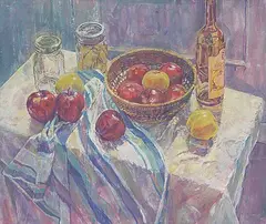 Jack Rigaux, Still Life with Jar of Peppers, watercolour on paper