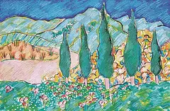 Lupe Rodriguez, Gail's Retreat, 1984, mixed media on paper