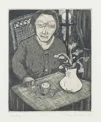 Vestia #A/P by John Harold Thomas Snow, 1950, etching on paper, sold Mar 2023