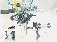 Dirk van Wyk, Untitled - Garden Flowers, 1985, mixed media on paper