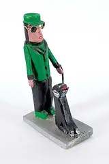 Emile Bluteau, Untitled - Walking a Black Dog, painted wood sculpture