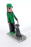 Emile Bluteau, Untitled - Walking a Black Dog, painted wood sculpture