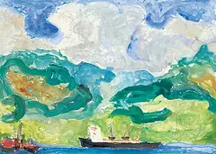 Andrzej Brakoniecki, Burrard Inlet, 1990, watercolour and monoprint on paper