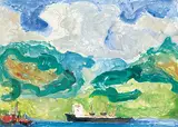 Andrzej Brakoniecki, Burrard Inlet, 1990, watercolour and monoprint on paper