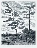 Lake Muskoka by Gerard William Brender à Brandis, wood block on paper, sold Dec 2022