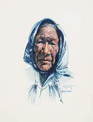 Harley W. Brown, John Englishman's Wife, Bearspaw Band, watercolour on paper