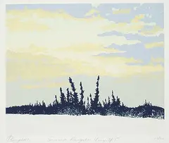 Leyda Campbell, Sunrise, Dempster HWY. W.T. #25/100, colour silkscreen on paper