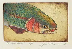 Jack Lee Cowin, Rainbow Trout #A.P., 1986, hand coloured etching on paper