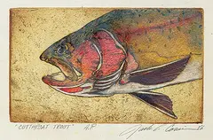 Jack Lee Cowin, Cutthroat Trout #A.P., 1986, hand coloured etching on paper