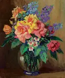Emily Louise Orr Elliott, Untitled - Floral Still Life, oil on wood board