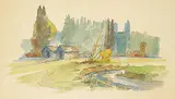 Meredith Evans, Untitled - Country View, 1980, watercolour and graphite on paper