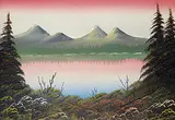 Orville Flexhaug, Untitled - Sylvan Lake View, 1948, oil on wood board