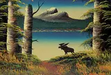Levine Flexhaug, Untitled - Moose Silhouette, oil on wood board