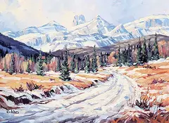 Jean Geddes, Devil's Head Mt. West of Canmore, oil on canvas board