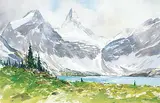 John William Harvie, Untitled - Glacial Mountain View, watercolour on paper