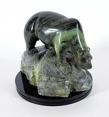 Kevin Healy, Untitled - Spirits of the River, dark green carving