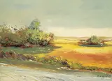 Hans Herold, Prairie Road, 1967, oil on canvas board