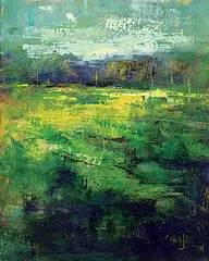 Chantal Julien, Vert Emeraude, oil on canvas board