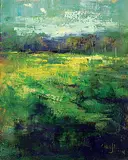 Chantal Julien, Vert Emeraude, oil on canvas board